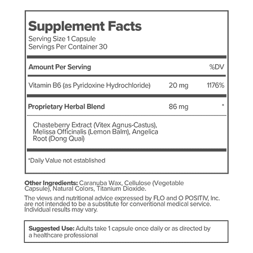 FLO PMS Vitamin Capsules Supplement Facts
